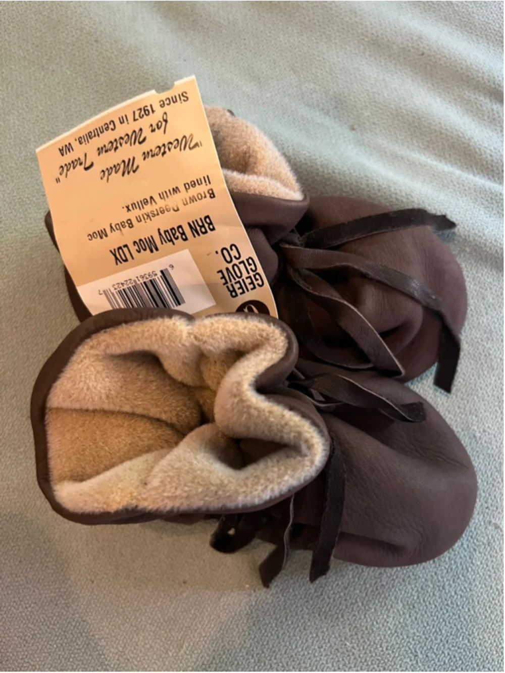 Baby Geier Glove Co. Brown Deerskin Moccasins XL